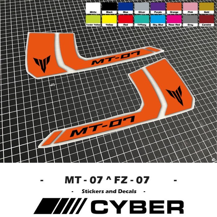 FZ07 MT07 Motorcycle Fuel Tank Fairing Shell Sticker Decal For YAMAHA MT-07 FZ-07 Black White Font