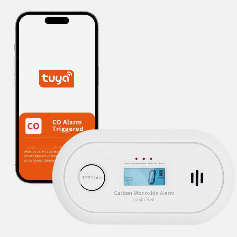 Tuya Graffiti Carbon Monocide Alarm Smart CO Alarm CR123A แบตเตอรี่ลิเธียม