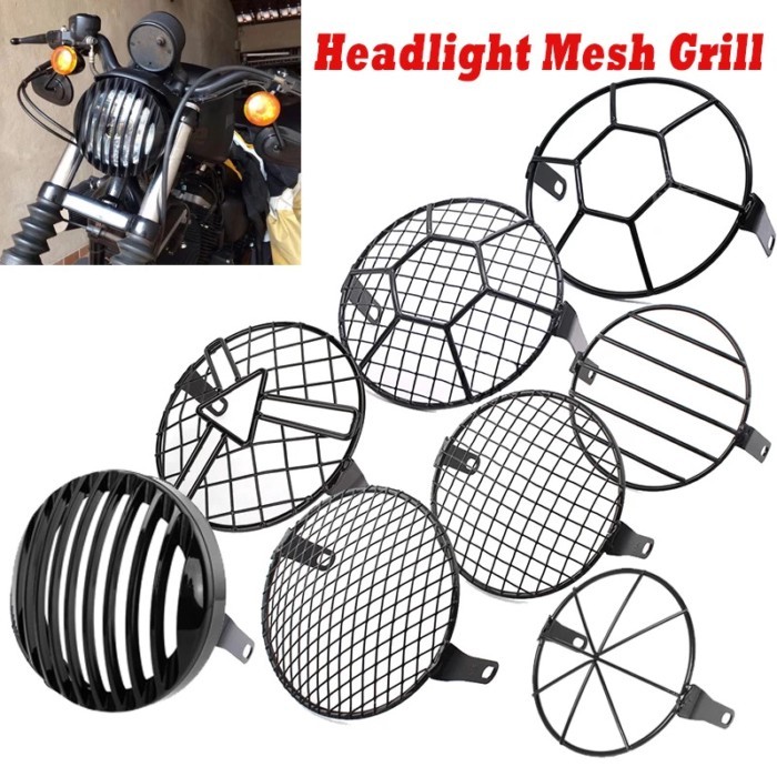Universal Headlight Mesh Grill Mesh Cover Protector Guard Square Metal Cover For Honda Suzuki Kawas