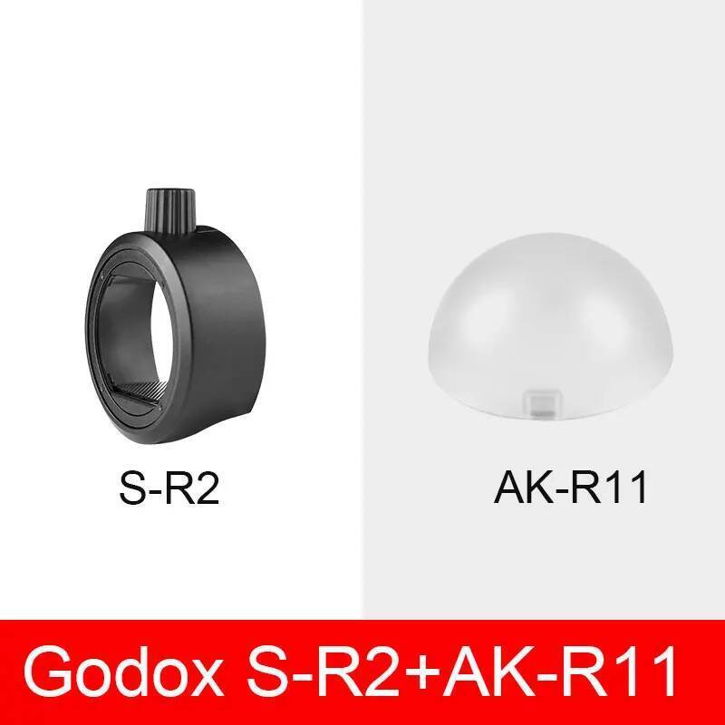 Godox S-R2 หัวกลมแฟลชอะแดปเตอร์ Speedlight + AK-R11 Dome Diffuser สําหรับ TT520 V850 V860 TT600 TT68