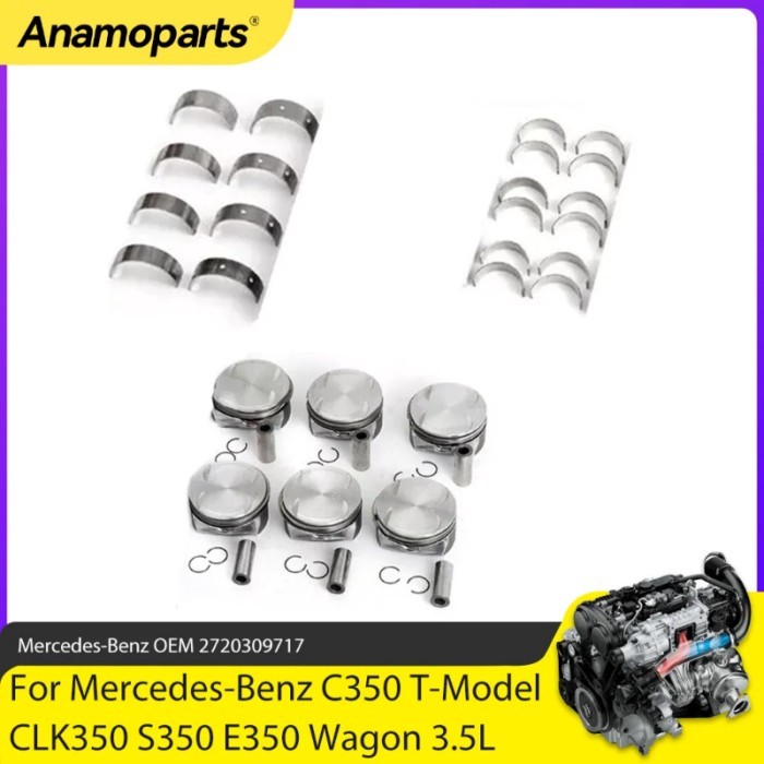 Engine Parts Pistons Rings Bearing Set 92.9mm Fit 3.5 L M272 For Mercedes-Benz E350 W211 W212 S211