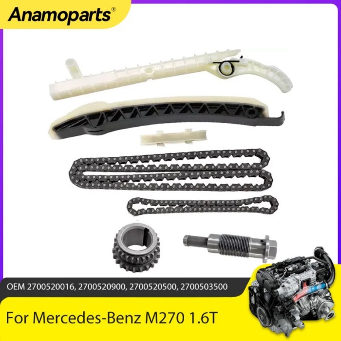 Engine Parts Timing Chain Tensioner Kit Fit 1.6 T 2.0 T L4 Gas M270 For Benz 1.6T 2.0T W176 W246 X1
