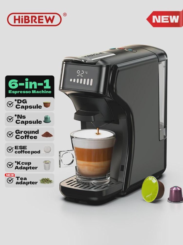 HiBREW 6in1 Capsule Coffee Machine Hot/Cold Multiple Espresso Cafetera Cappuccino Coffee Maker Dolc