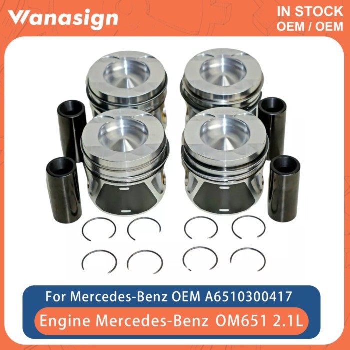 Engine 4X Pistons & Rings Set Fit 2.1 2.2 T For Mercedes-Benz E250 W204 W900 651 OM651 OM651 930 2.