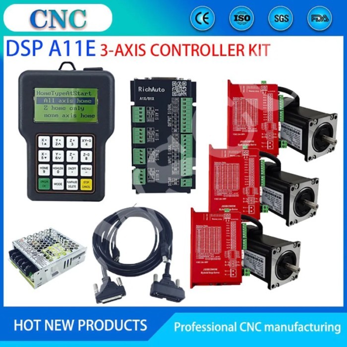3 Axis CNC Controller Kit RichAuto DSP A11E Motion Control System Engraving NEMA23 Hybrid Servo Mot
