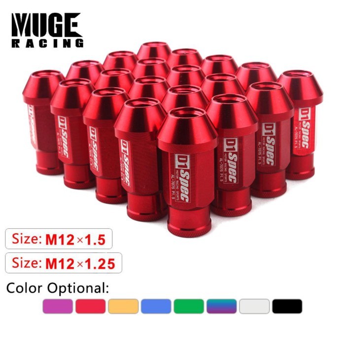 Universal 20PCS D1 Spec Wheel Lug Nuts M12x1.5/1.25 Car Modified Aluminum Performance Auto Racing W
