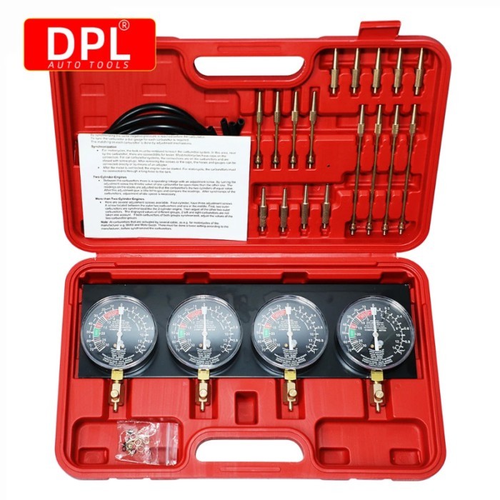 This kit allows you to synchronize the values of 4 carburetors, as well as adjust or set them. Test