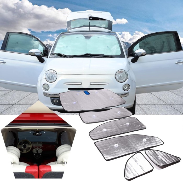 Car Windshield Sunshade UV Ray Reflector For Fiat 500 2010-2024 Abarth 595 2014-2024 Front Window F