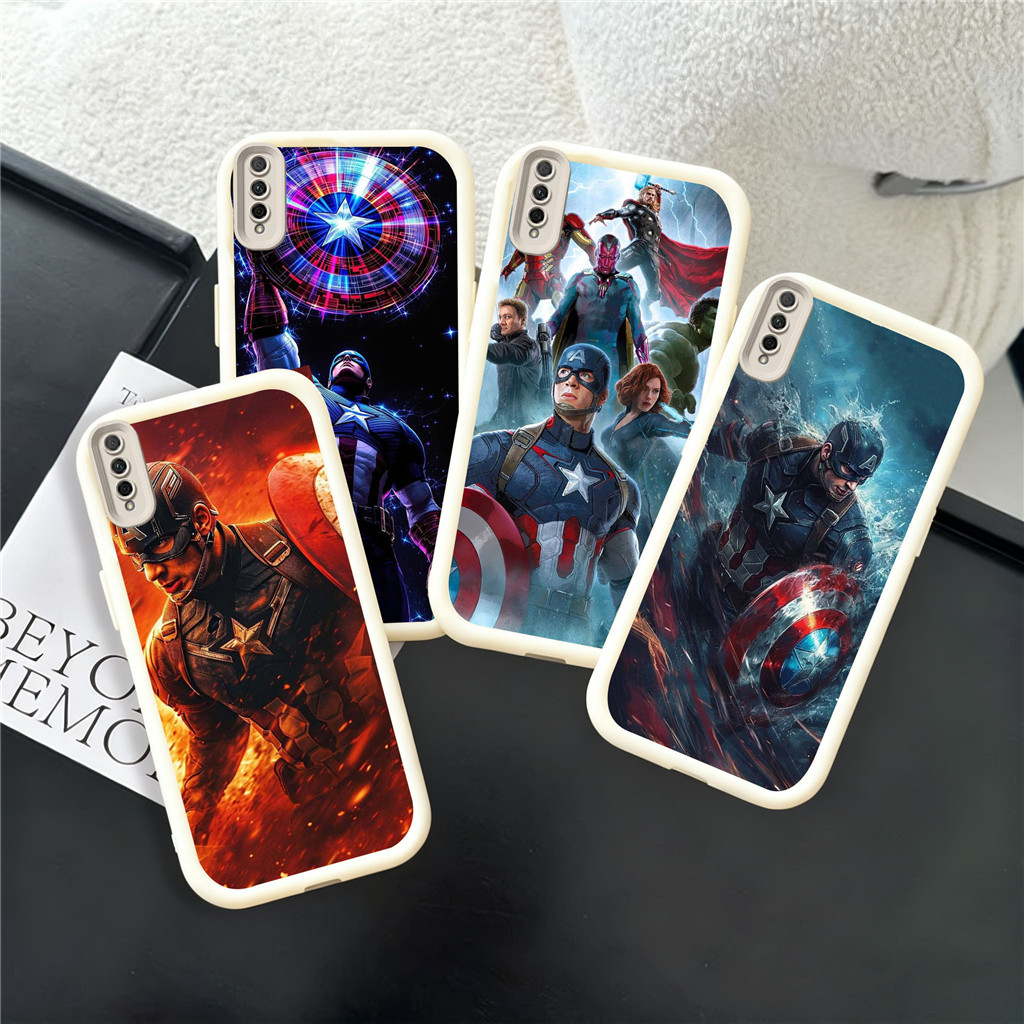 WB51 Marvel กัปตันอเมริกาปลอกสําหรับ Hp ชุบ Samsung A24 A14 A20S A15 A20 A23 A30 A22 A21S 5G วัสดุ T