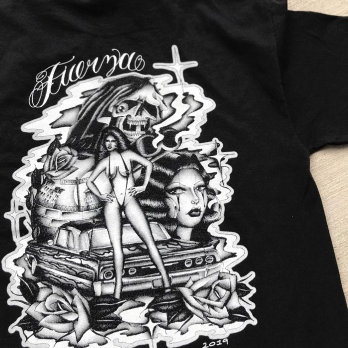 Chicano Tattoo Old Mexican Style Street Raper เสื้อยืดยาว Niche ครึ่งแขนขนาดใหญ่ Bottoming เสื้อสําห