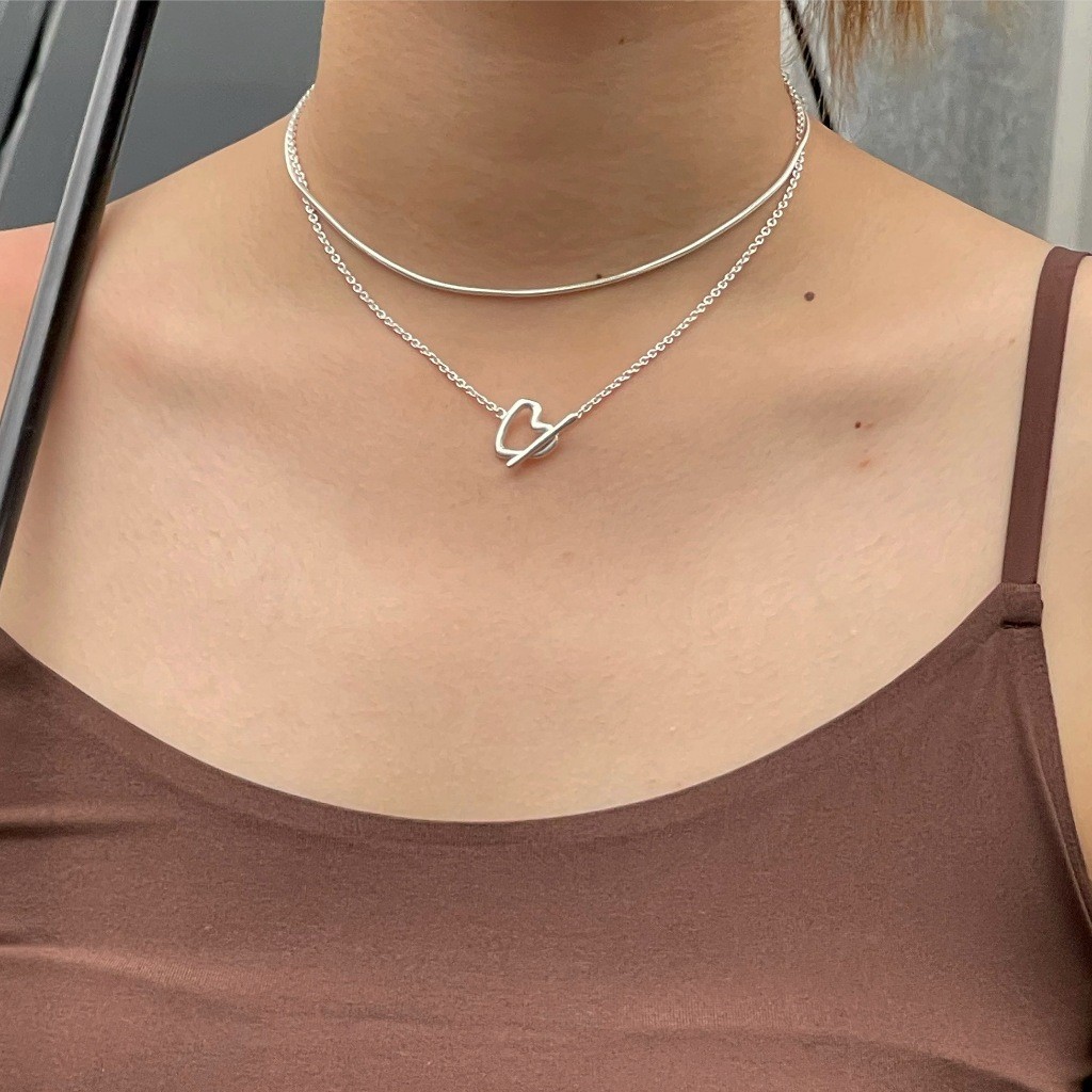 (necklace) : CORAL HEART NECKLACE SILVER925 / สร้อยคอเงินแท้ สร้อยคอตะขอหัวใจ | YOUR WISHLIST