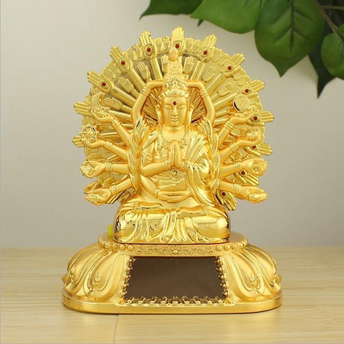High-grade alloy thousand a Buddism godness Guanyin Avalokitesvara solar prayer wheel car interiors