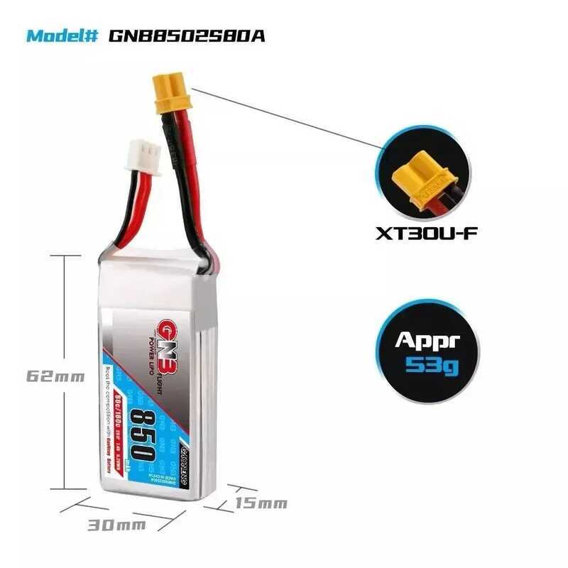 ▥ Gaoneng GNB 850Mah 2S 7.4V 3S 11.1V 4S 14.8V 5S 18.5V 6S 22.2V 80C Lipo แบตเตอรี่ Xt30 ปลั๊กส