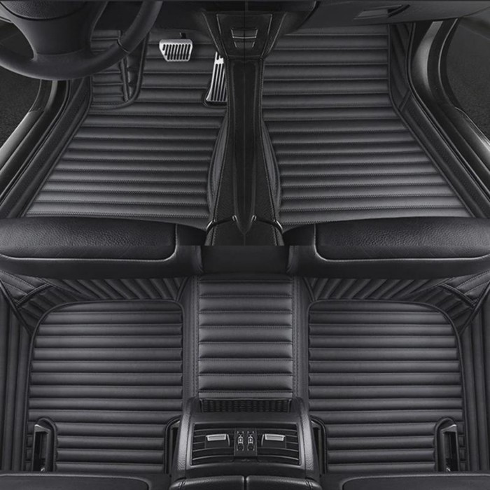 Custom Stripe Nappa Leather 5D Car Floor Mats for Mercedes Benz SL R231 SLK SLC R172 R Class V251 I