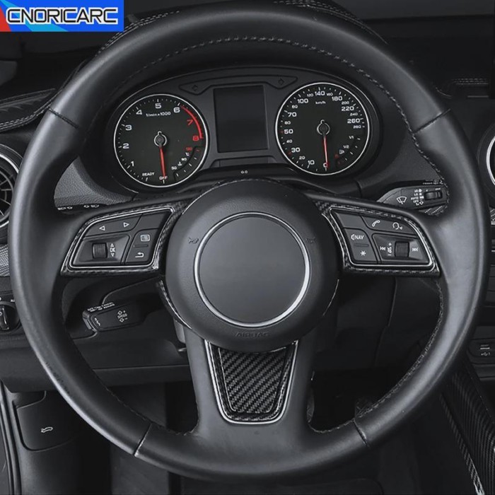 Car Console Steering Wheel Frame Trim Sticker For Audi A3 8V A4 B9 A5 2017-2019 Carbon Fiber Textur