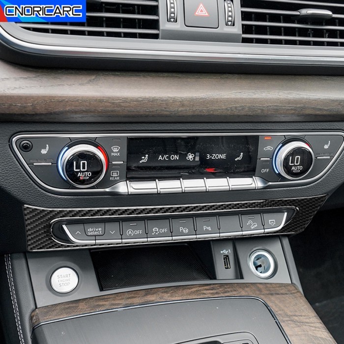 Car Styling Center Console Switch Buttons Frame Decoration Trim Strip Carbon Fiber For Audi Q5 FY 2