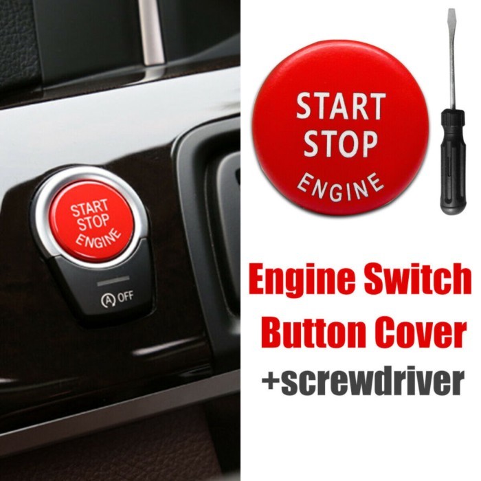 1x Car Start Stop Engine Button Switch Cover with Tool Auto Styling Accessories For BMW X1X5 X6 3 S
