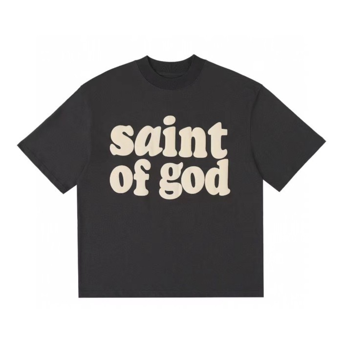 Fog x Saint American Streetwear รอบคอดีไซน์หลวม โฟมพิมพ์แขนสั้น สำหรับทุกเพศ ฤดูร้อน