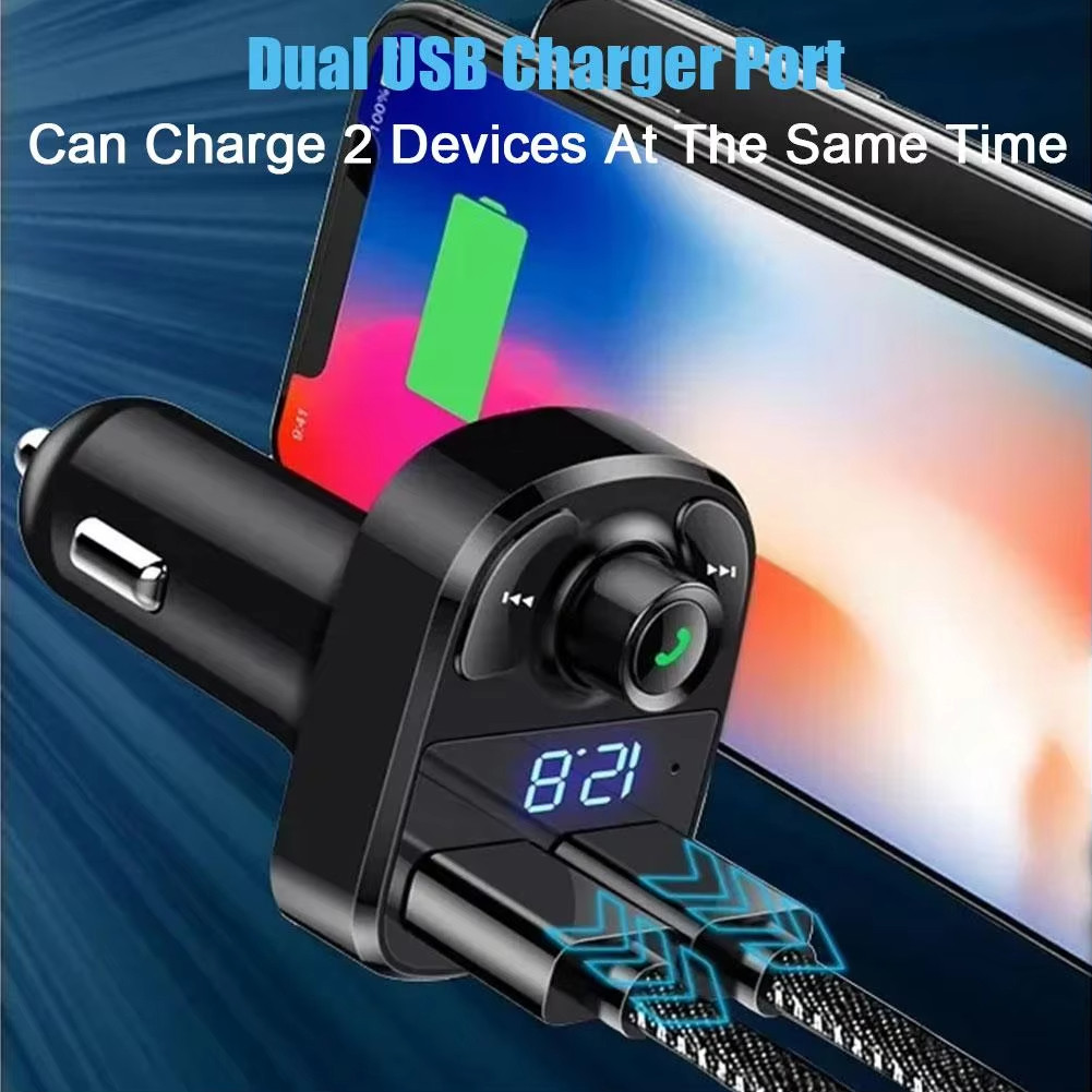 （ สินค้าขายร้อน ）3 IN 1 Dual USB Port Car Charger Bluetooth 5.0 เครื่องส่งสัญญาณ FM เครื่องเล่น MP3 ไดรฟ์ USB AUX อะแดปเตอร์เพลง ราคา ถูกที่สุด ดีลบีเคเค แกลเลอรีภาพที่ 6