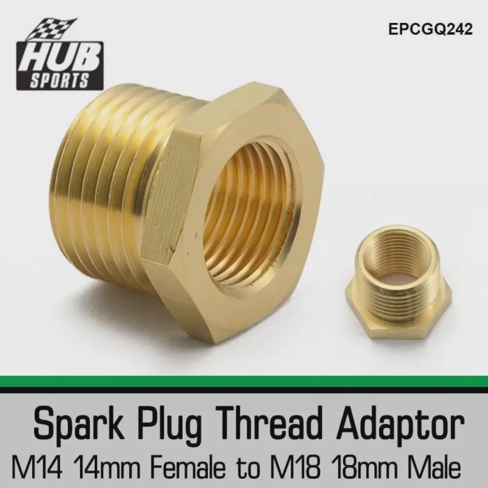 HUB sports  Brass Thread Female M18 18mm Male to M14 14mm Female Spark Plug Fitting Adapter Connect