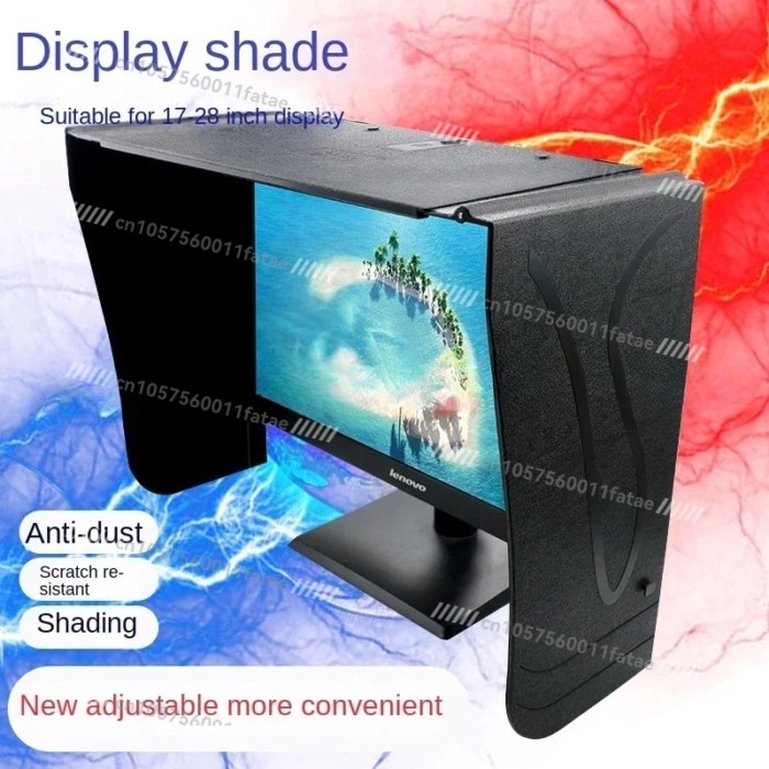 Desktop Computer Monitor Hood,Tinted Shade Light Barrier Sun Visor 17-28 Inch Screen Width Adjustab