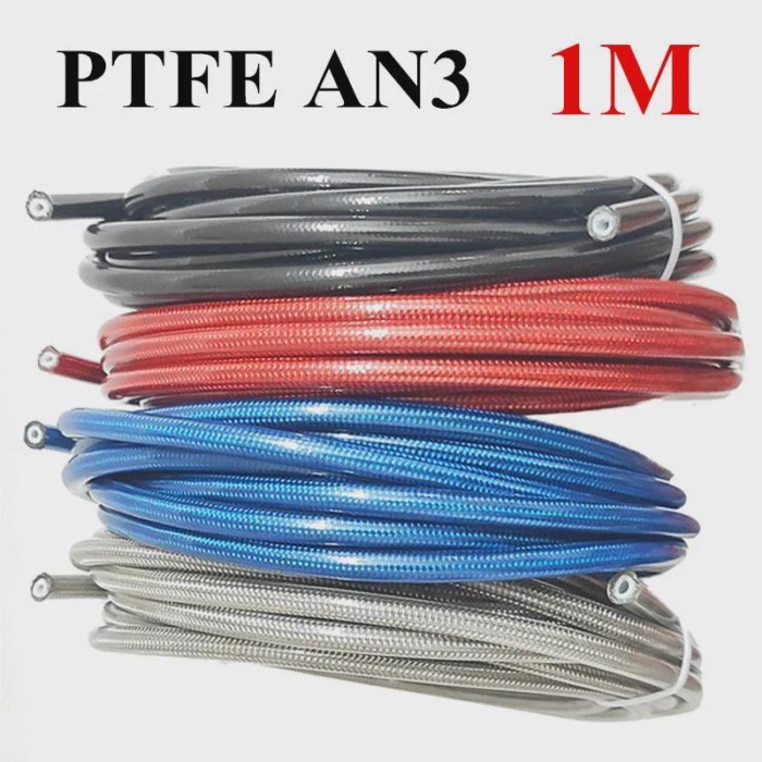 1M AN3 Motorcycle Braided Stainless Steel Nylon Brake Line Hose Fluid Hydraulic Hose Ptfe Brake Lin