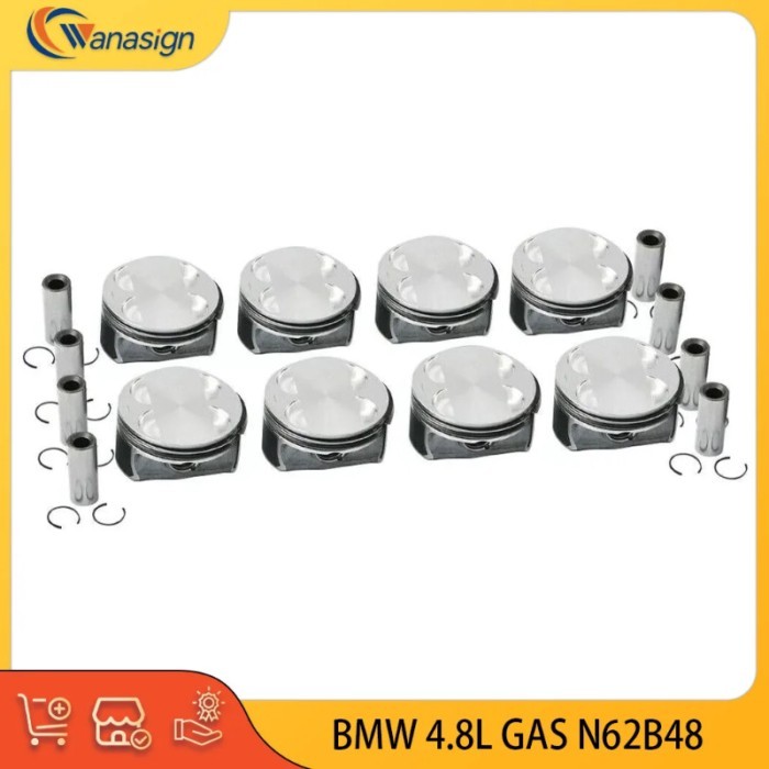 AUTO ENGINE PARTS Pistons & Rings set for BMW 5 6 7 X5 4.8L V8 GAS DOHC 4.8T N62B48 4.8 L T 2004-20