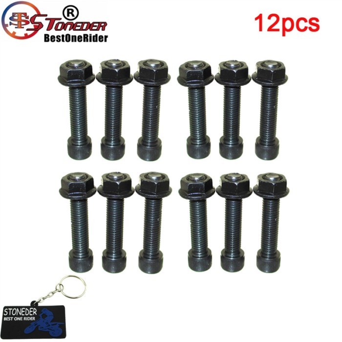 STONEDER 1/4-28 x 1.25" 1-1/4" Wheel Stud Bolt Nut For Racing Go Kart Cart