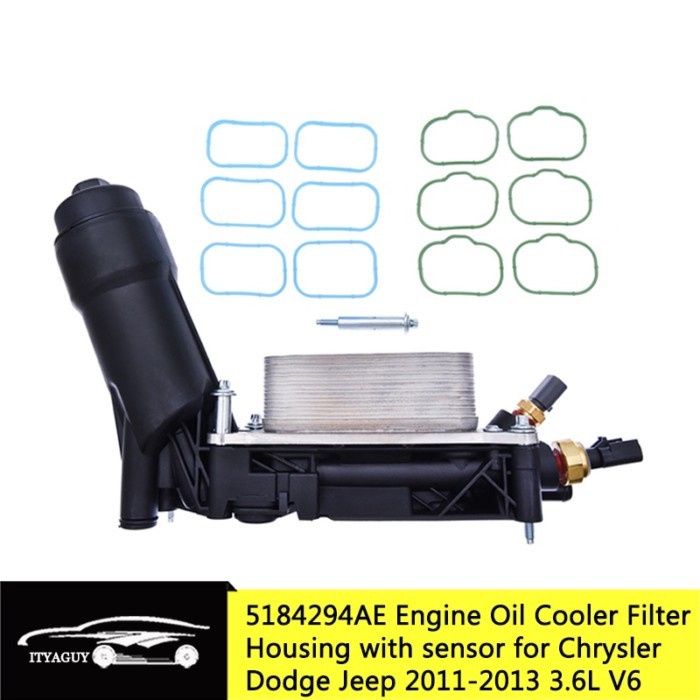 Engine Oil Cooler Filter Assembly with 16 Gaskets For Chrysler Dodge Jeep Ram 2011-2013 3.6L V6 518