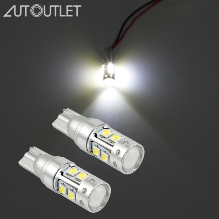 AUTOUTLET 2 Pcs Universal BA9S 10SMD 6000k Car LED Sidelight Bulbs Canbus Error Free Signal light C