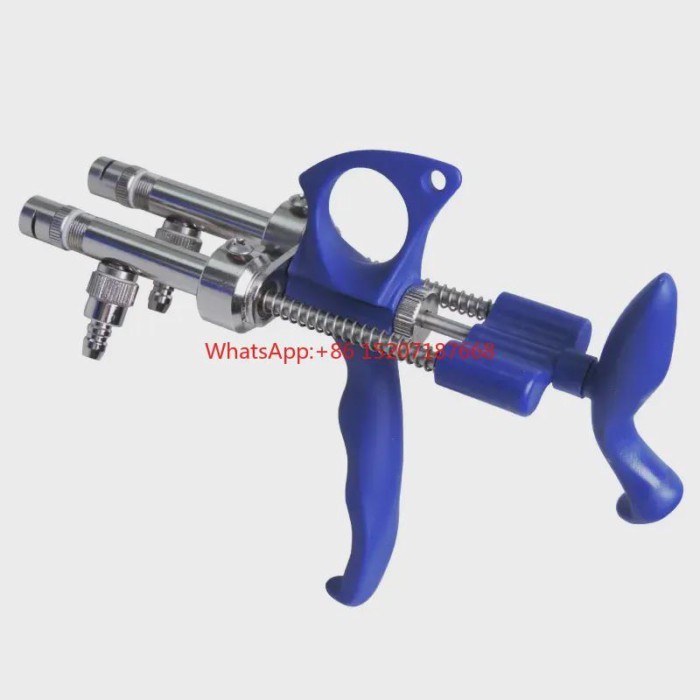 0.1-0.5cc Chicken Veterinary Injection Pisol Automatic Double Vaccine Veterinary Syringe Continuous