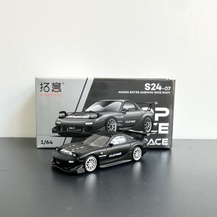 คลังสินค้าพร้อม 1: 64 Mazda RX7 FD Amemiya Matte Black Alloy Car Model Tuoyi POPRACE S24-07