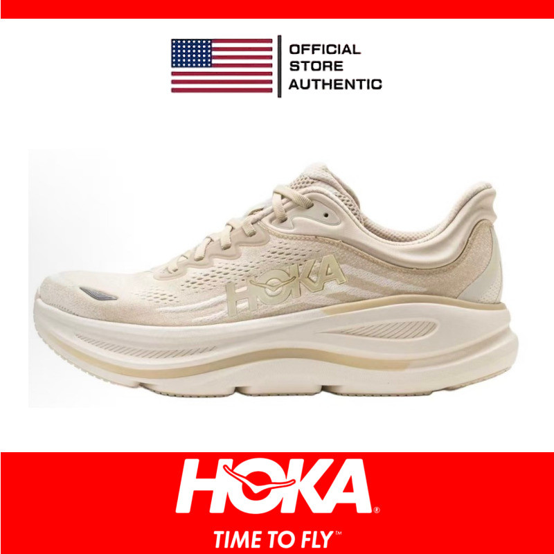 รองเท้าวิ่งลำลองสำหรับผู้ชาย HOKA One Bondi 9 สีเบจ ของแท้ 100%