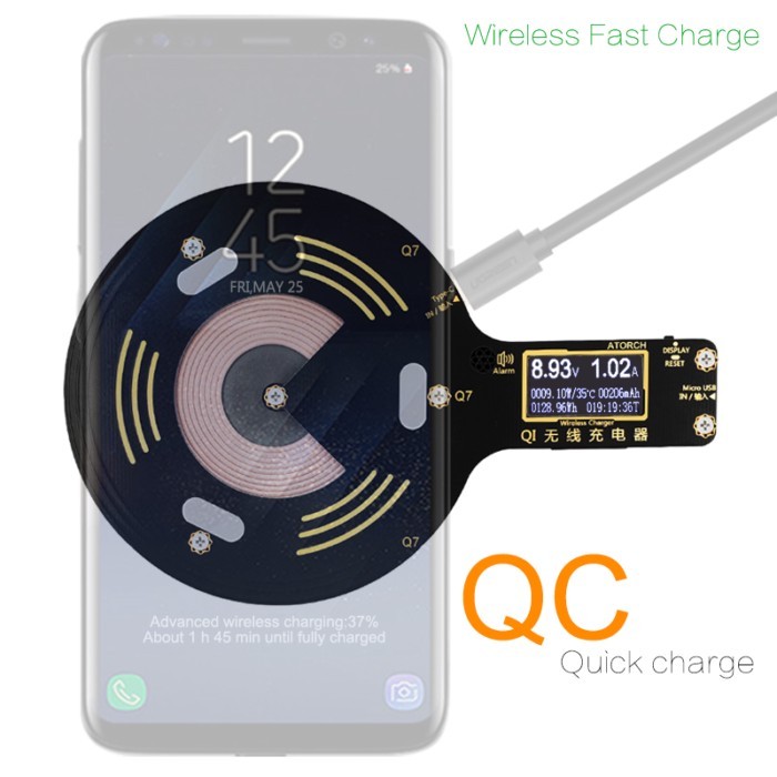 ATORCH Qi Wireless Charger Mobile phone tester for iPhone X 8 Plus Samsung Galaxy S8 S9 S7 usb fast