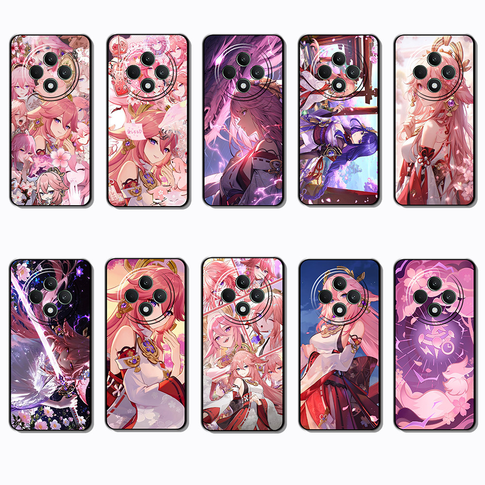 สําหรับ OPPO F5 F7 F9 F11 F25 F27 K12X R9S VS11 Yae Miko Slim ชายแดนสีดํา TPU Soft Case | โทรศัพท์เป