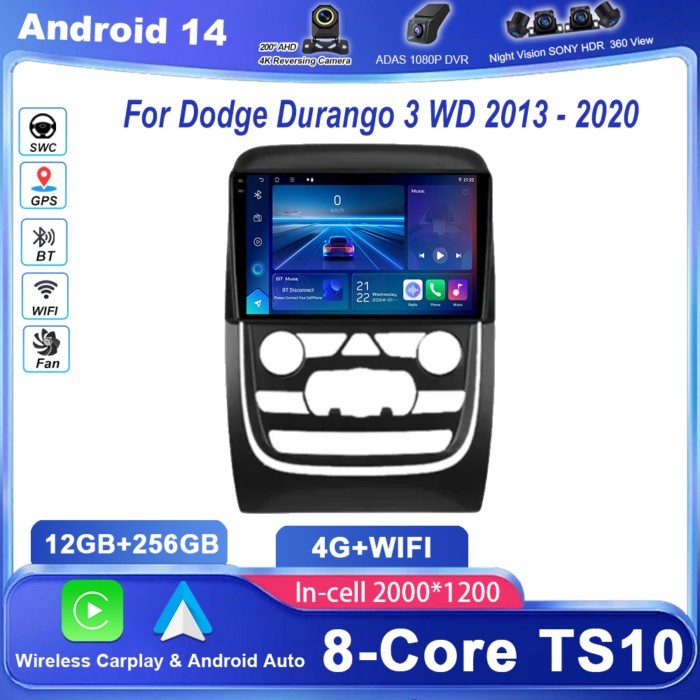 Car Android 14 Radio Stereo For Dodge Durango 3 WD 2013 -2020 Auto Multimedia Video Player GPS Navi
