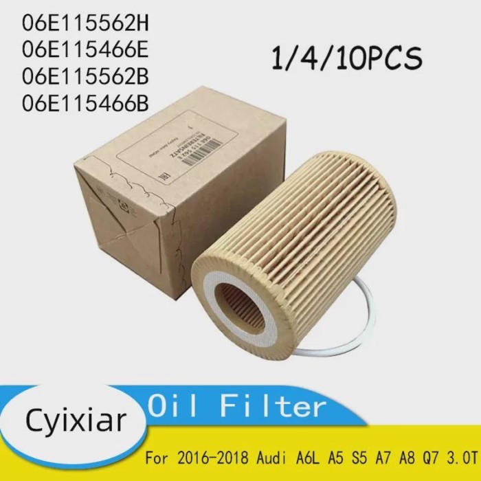 Auto Engine Oil Filter Suit for 2016-2018 Audi A6L A5 S5 A7 A8 Q7 3.0T OEM NO 06E115562H 06E115466E