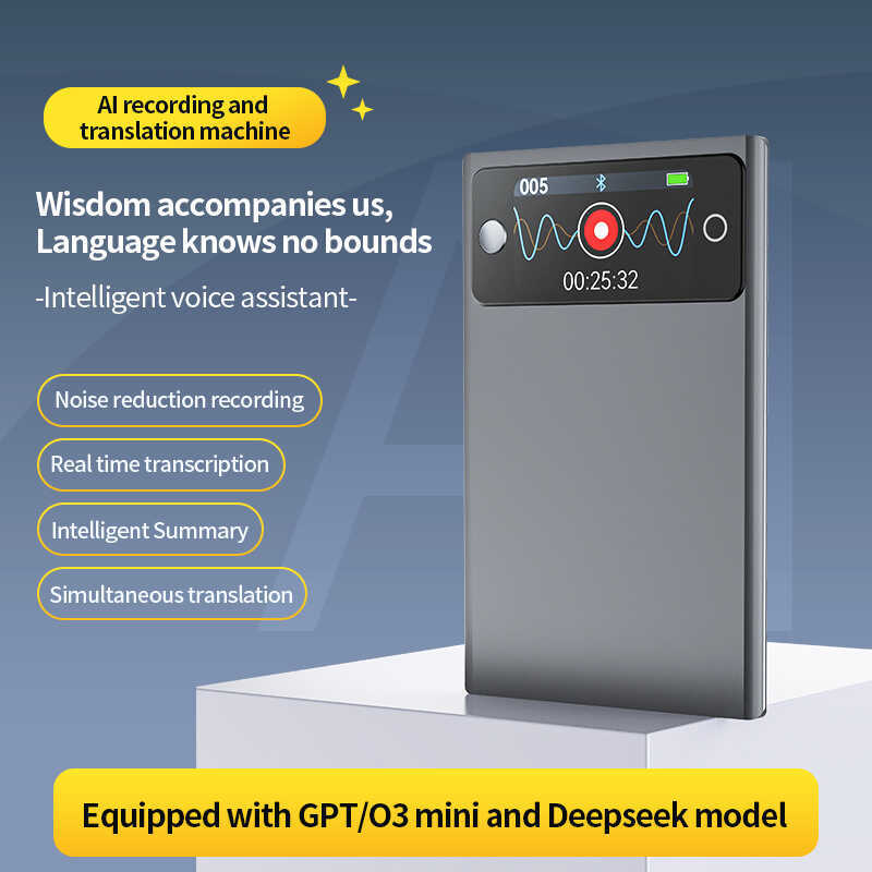 A3P ตรงด้านล่างพร้อมการ์ดบันทึกหน้าจอ ChatGPT สมาร์ท AI เครื่องบันทึกเสียง APP การถ่ายโอนแปล 256 ภาษ