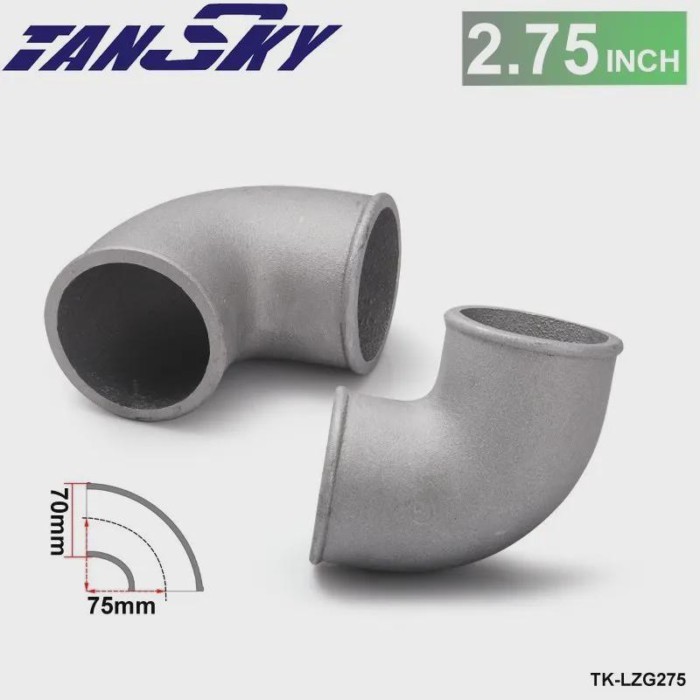 70mm 2.75" Cast Aluminium Elbow Pipe 90 Degree Intercooler Turbo Tight Bend For GM 6.6L LB7 Duramax