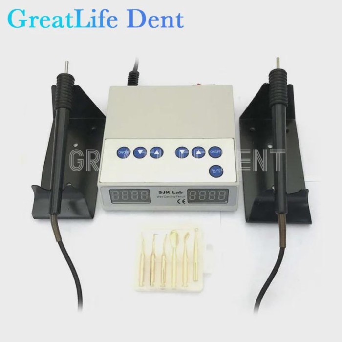 GreatLife Dent Dental Double Pen 6 Wax Tip Pot Dental Lab Instrument Dental Waxing Unit Wax Carving