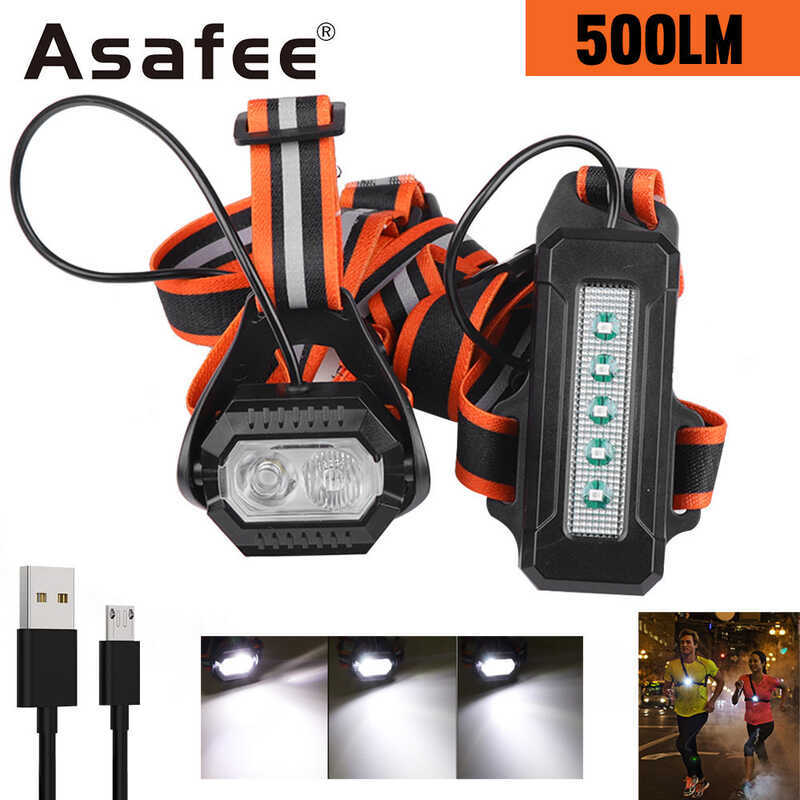 ❤ Asafee 400-500Lm B351 Outdoor Running 2*T6 Flood + Spotlight+5*Led Red Focusable Button Switc