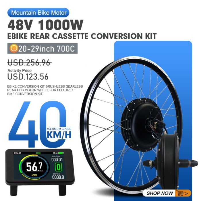 Ebike Conversion Kit 48V 1000W Brushless Rear Cassette Hub Motor Wheel For Electric Bike Motor Kit