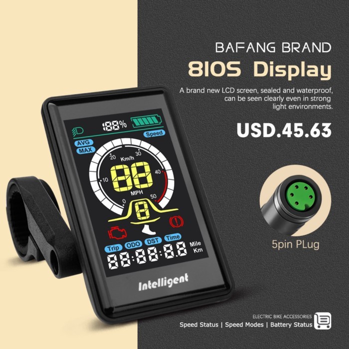 Ebike LCD Display 810S UART Protocol for Bafang Mid Drive Motor BBS01 BBS02B BBSHD Conversion Mid M