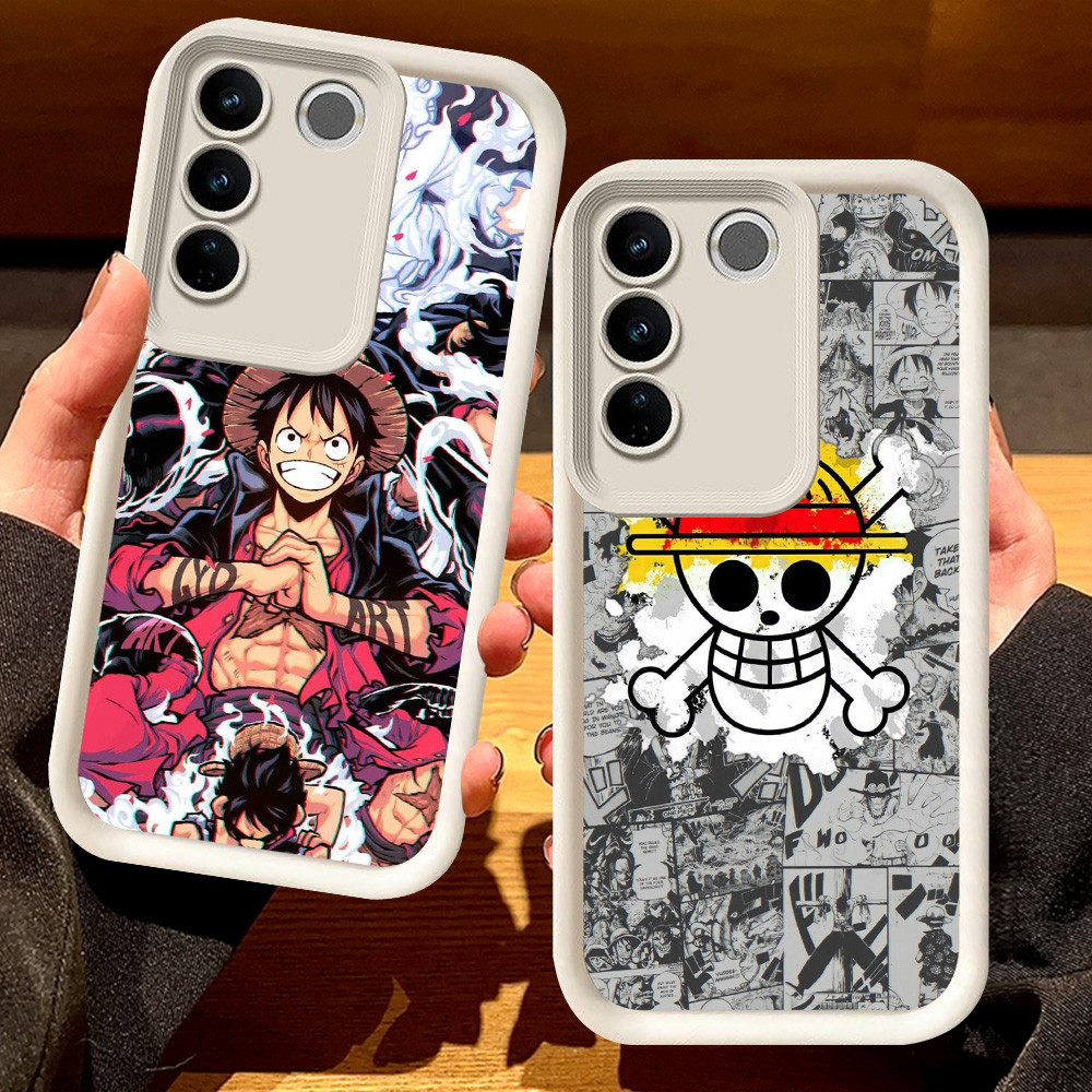 G-37 One Piece Luffy Casing สําหรับ VIVO Y200e V27 V27E Y29 Pro สีดําและสีขาว