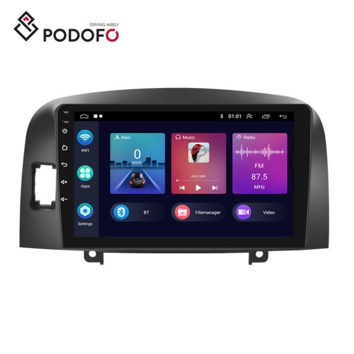 Podofo 2Din 9'' Android 1+16G/2+32G Car Radio Carplay Android Auto GPS RDS HIFI with AHD Camera For