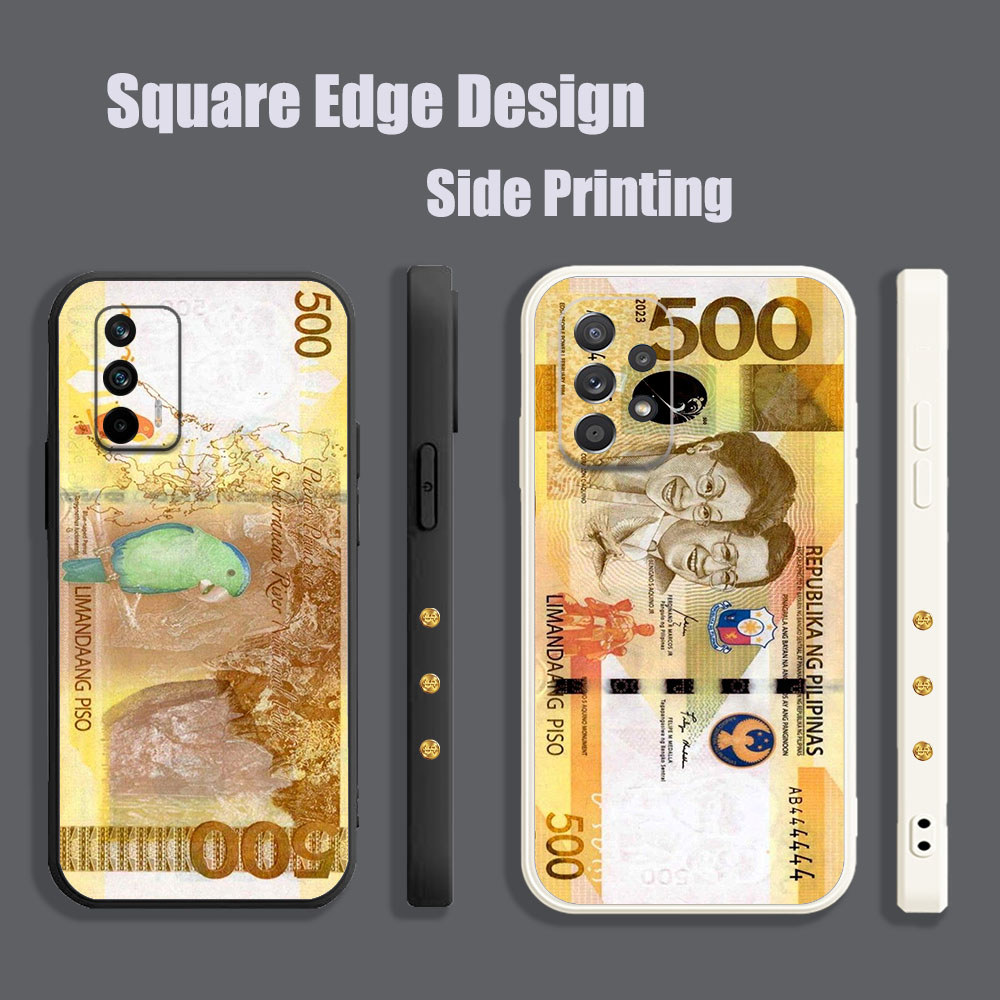 ปลอกสําหรับ OPPO A71 F9 Pro Reno6 Z Reno5 A94 A8 A31 2020 A1K A7X เงิน Pesos ชุดห้า Peso 500 OYZ15 เ