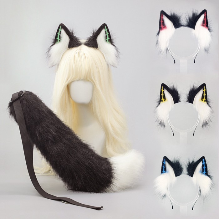 Punk Dark Series Y2K หมวกและหางหมาป่า การ์ตูน_cos_props_set