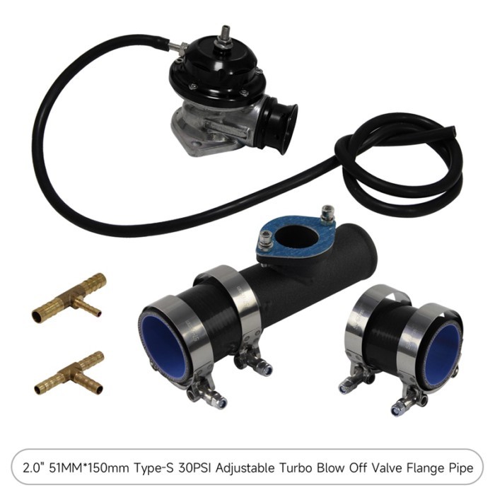 Universal 10PSI Adjustable Turbo Blow Off Valve Type-S RS RZ Style & 2inch Flange Pipe Clamp Kit Ba