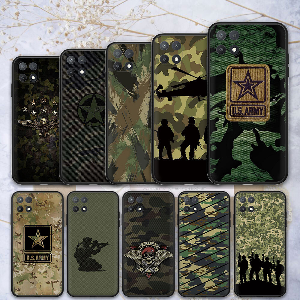 TPU ซิลิโคนเคสโทรศัพท์ Realme C33 C35 C55 N55 C53 C51 Narzo 20 20Pro 30A RV48 Camouflage Army