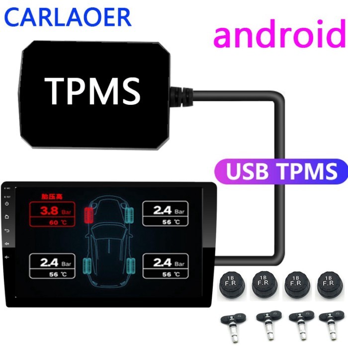 USB Android TPMS Tire Pressure Monitoring System Display Alarm System 5V Internal Sensors Android N